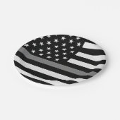 Dunne grijze lijnvlag papieren bordje (Gekanteld)