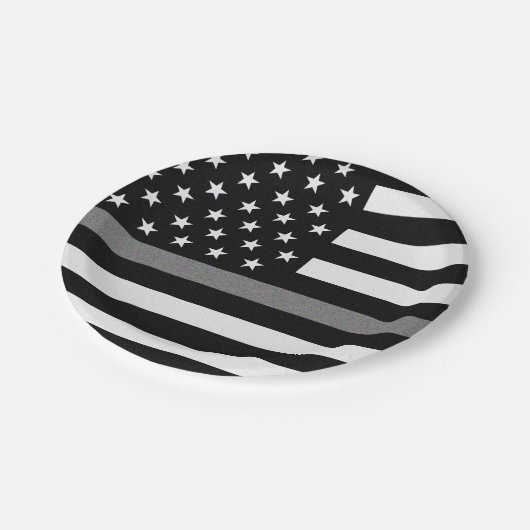 Dunne grijze lijnvlag papieren bordje (Gekanteld)