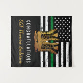 Dunne Groene Lijn Aangepast Leger Militaire Pensio Wandkleed (Voorkant (horizontaal))