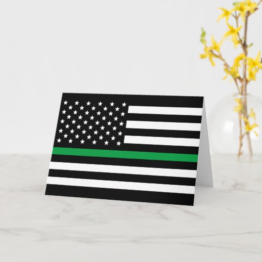 Dunne groene lijn Amerikaanse militaire vlag Kaart (Gele Bloem)