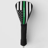 Dunne groene lijn Amerikaanse vlag monogram Golfheadcover (Voorkant)