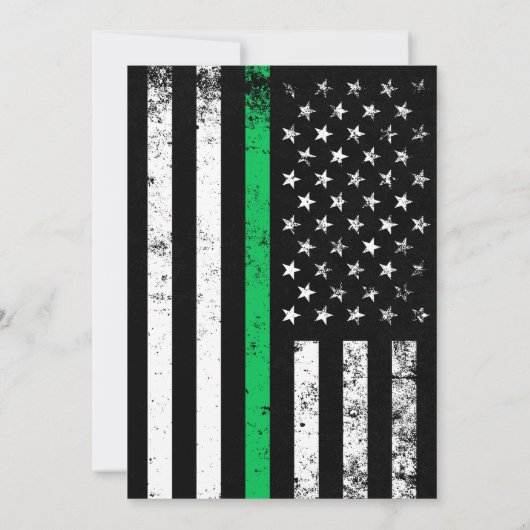 Dunne groene lijn Amerikaanse vlaggenpartij|Evenem Kaart (Achterkant)