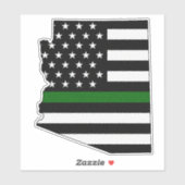 Dunne groene lijn Arizona vlag Sticker (Vel)