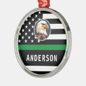 Dunne groene lijn F gepersonaliseerde Logo Army Mi Metalen Ornament (Links)