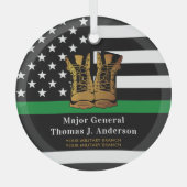 Dunne groene lijn gepersonaliseerde legerlaarzen m glas ornament (Voorkant)