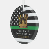 Dunne groene lijn gepersonaliseerde legerlaarzen m glas ornament (Voorkant links)