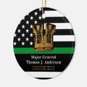 Dunne groene lijn gepersonaliseerde legerlaarzen m keramisch ornament (Links)