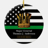 Dunne groene lijn gepersonaliseerde legerlaarzen m keramisch ornament (Achterkant)