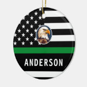 Dunne groene lijn gepersonaliseerde Logo leger mil Keramisch Ornament (Links)