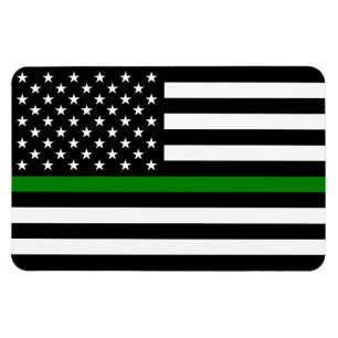 Dunne Groene Lijn Militaire- en veteranen Amerikaa Magneet