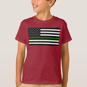 Dunne Groene Lijn Militaire- en veteranen Amerikaa T-shirt