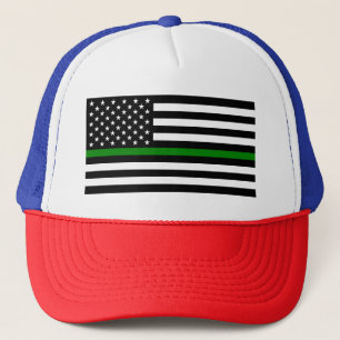 Dunne Groene Lijn Militaire & Veteranen Amerikaans Trucker Pet