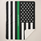 Dunne Groene lijn Militaire Vlag Monogram Groot Sherpa Deken (Voorkant)