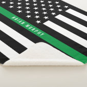 Dunne Groene lijn Militaire Vlag Monogram Groot Sherpa Deken (3/4)