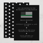 Dunne groene lijn militaire vlaggenaftredingpartij kaart (Voorkant / Achterkant)