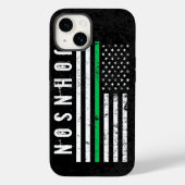 Dunne groene lijn thema vlag | Aangepaste naam Case-Mate iPhone Case (Achterkant)