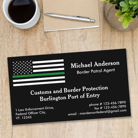 Dunne Groene Lijn Vlag Aangepaste Militaire Grensa Visitekaartje