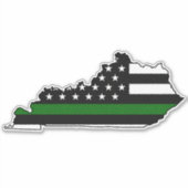 Dunne groene lijn vlag Kentucky Sticker (Voorkant)