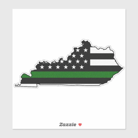 Dunne groene lijn vlag Kentucky Sticker (Vel)