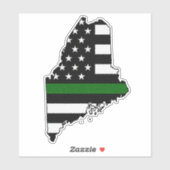 Dunne groene lijn vlag Maine Sticker (Vel)