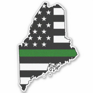 Dunne groene lijn vlag Maine Sticker