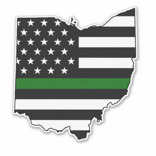 Dunne groene lijn vlag Ohio Sticker (Voorkant)