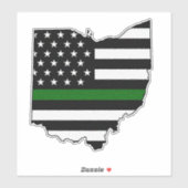 Dunne groene lijn vlag Ohio Sticker (Vel)