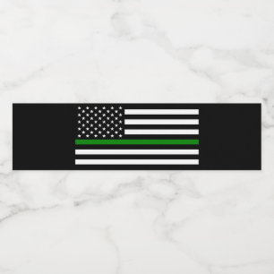 Dunne Groene Lijn Vlag: Patriotische Militair Vete Waterfles Etiket