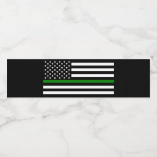 Dunne Groene Lijn Vlag: Patriotische Militair Vete Waterfles Etiket