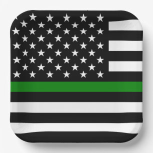 Dunne Groene Lijn Vlag: Patriottische Militair Vet Papieren Bordje