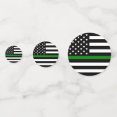 Dunne groene lijn vlag: Patriottische militaire ve Confetti (Voorkanten)