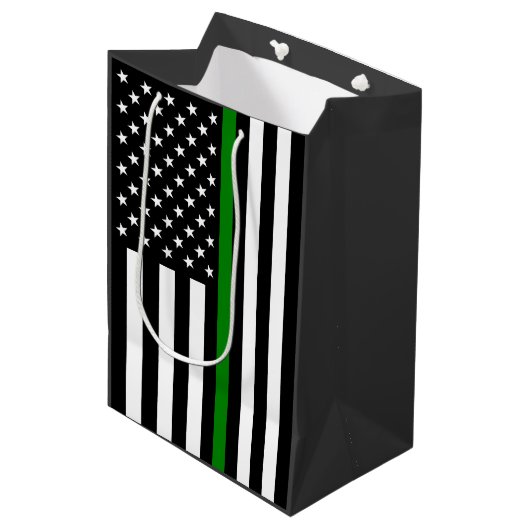 Dunne groene lijn vlag: Patriottische militaire ve Medium Cadeauzakje (Voorkant Gekanteld)
