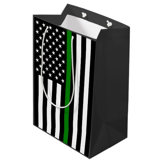 Dunne groene lijn vlag: Patriottische militaire ve Medium Cadeauzakje (Achterkant Gekanteld)