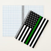Dunne groene lijn vlag: Patriottische militaire ve Notitieboek (Binnen)