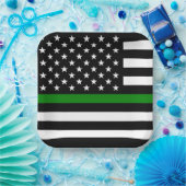 Dunne groene lijn vlag: Patriottische militaire ve Papieren Bordje (Feest)