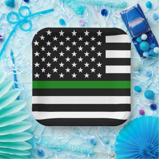 Dunne groene lijn vlag: Patriottische militaire ve Papieren Bordje (Feest)