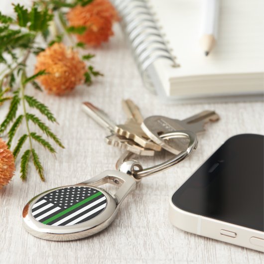 Dunne groene lijn vlag: Patriottische militaire ve Sleutelhanger (Zijkant)