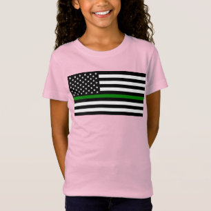 Dunne groene lijn vlag: Patriottische militaire ve T-shirt