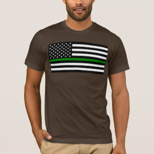 Dunne groene lijn vlag: Patriottische militaire ve T-shirt