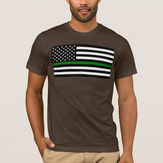 Dunne groene lijn vlag: Patriottische militaire ve T-shirt (Voorkant)