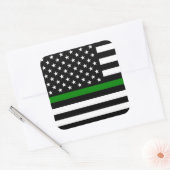Dunne groene lijn vlag: Patriottische militaire ve Vierkante Sticker (Envelop)