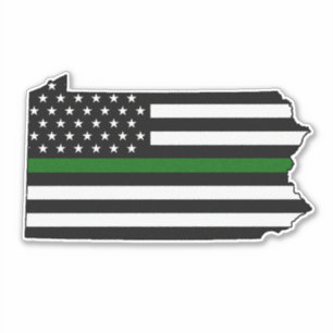 Dunne groene lijn vlag Pennsylvania Sticker