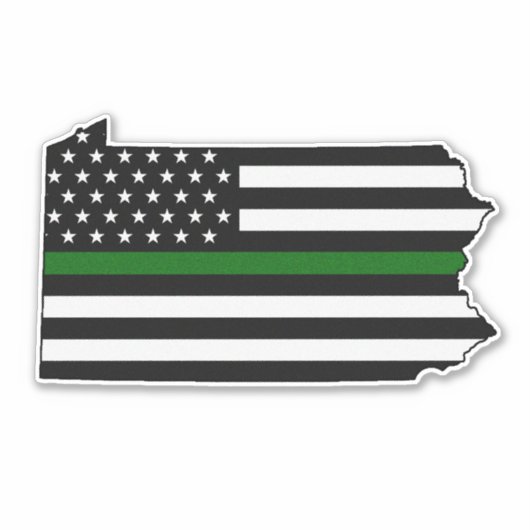 Dunne groene lijn vlag Pennsylvania Sticker (Voorkant)