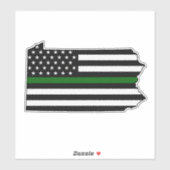 Dunne groene lijn vlag Pennsylvania Sticker (Vel)