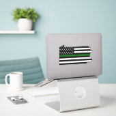 Dunne groene lijn vlag Pennsylvania Sticker (Laptop op bureau)