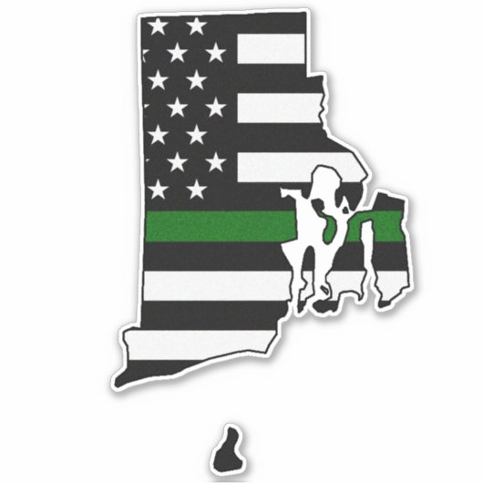 Dunne groene lijn vlag Rhode Island Sticker (Voorkant)