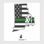 Dunne groene lijn vlag Rhode Island Sticker (Vel)
