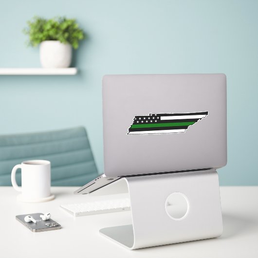 Dunne groene lijn vlag Tennessee Sticker (Laptop op bureau)
