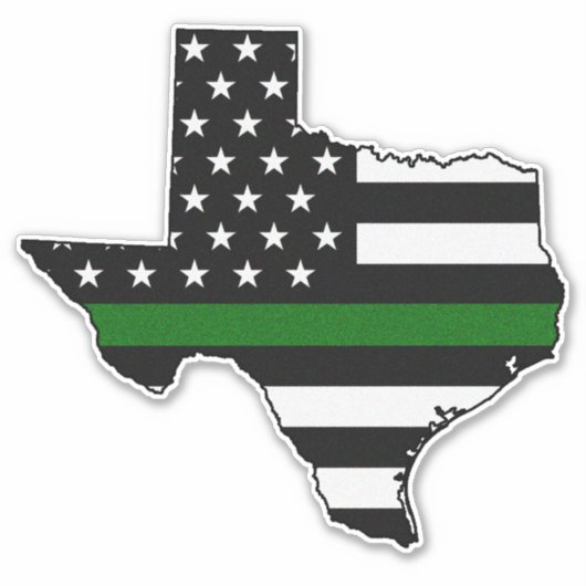 Dunne groene lijn vlag Texas Sticker (Voorkant)
