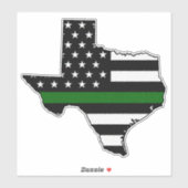 Dunne groene lijn vlag Texas Sticker (Vel)